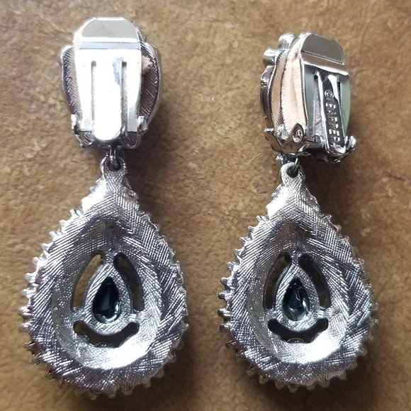 RARE VINTAGE JOSE & MARIA BARRERA BLACK CRYSTAL DROP EVENING CHANDELIER EARRINGS - Picture 8 of 12